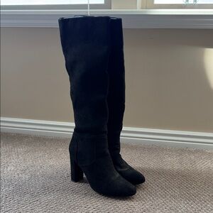 Suede like Black Knee-High Women's Boots